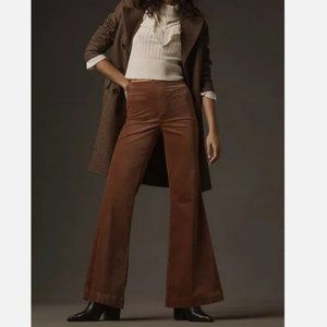 Anthropologie Pilcro Velvet Pull-On Mid-Rise Retro Flare Jeans 28P 28 NWT Brown